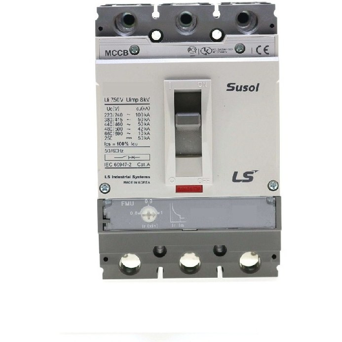 کلید اتوماتیک کامپکت (سوسل) 250 آمپر LS قابل تنظیم حرارتی-مغناطیسی 50KA